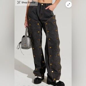 AKIRA Charcoal Jeans with Gold Stitching